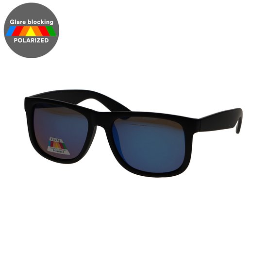 Spectrum Polarized Zonnebril Vierkant Mat Zwart Blauw Heren van Spectrum