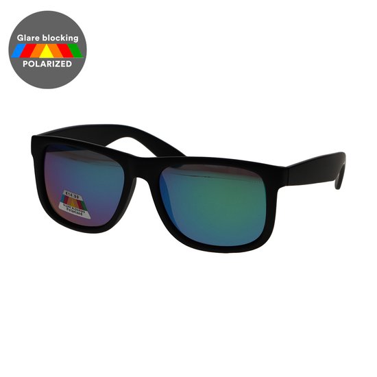 Spectrum Polarized Zonnebril Vierkant Mat Zwart Groen Heren van Merkloos