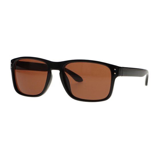 Spectrum Zonnebril Zwart Rechthoek Bruin Glas Unisex van Merkloos