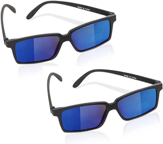 Spiegel Zonnebril voor Kinderen - Zwart met Blauwe Glazen - Spiegelbril voor Jongens en Meisjes vanaf 3 Jaar van Merkloos