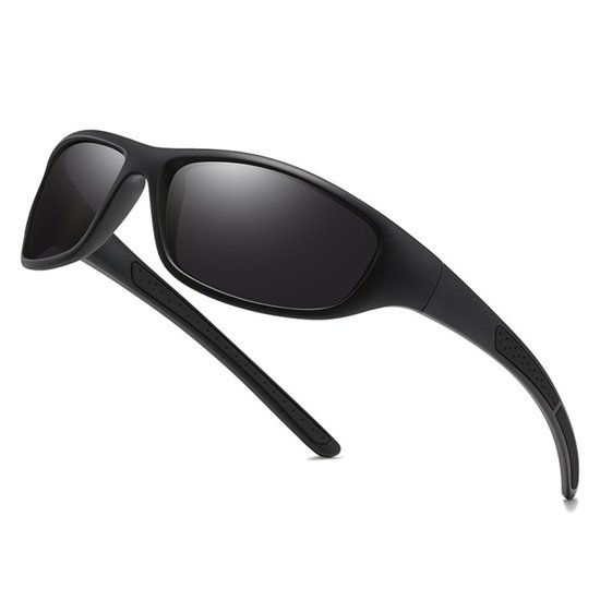 Sport Gepolariseerde Zonnebril met Opbergzakje — Gepolariseerde TAC-lenzen, UV-bescherming, PC+TAC-frame Black