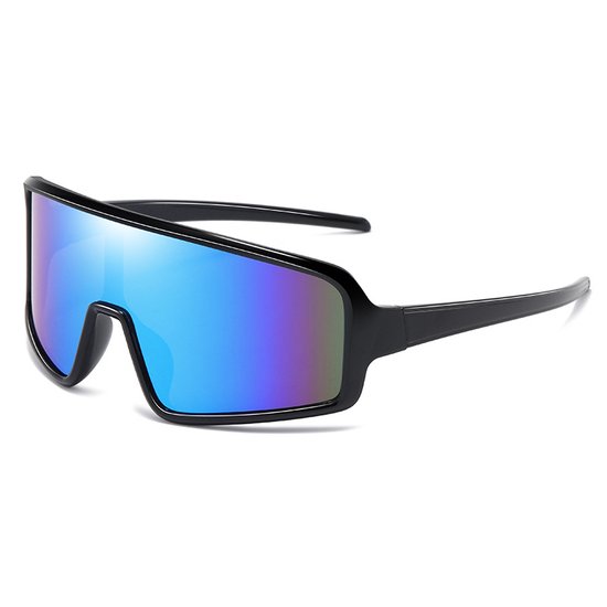 Sport Zonnebril - Blauw - extra groot frame - fietsbril, sportbril van Merkloos