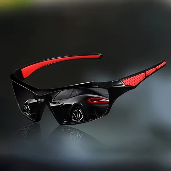 sport zonnebril UV 400 outdoor, rood zwart