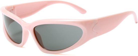 Sportieve Y2K Kinderzonnebril Ovaal UV400 Inclusief Harde Koker van Pixels