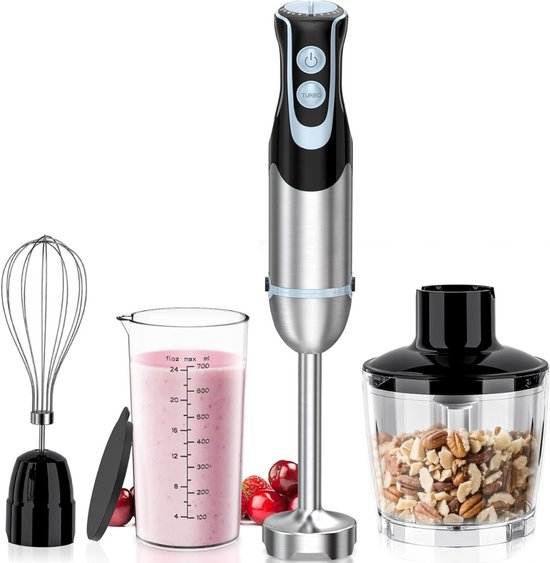 Staafmixer Set - Handmixer - Blender Set - Pureerstaf - Hakmolen - Keukenmachine - RVS - 3 in 1 - Mixer Accessoire - Soepen - Smoothies - Babyvoeding van MOA