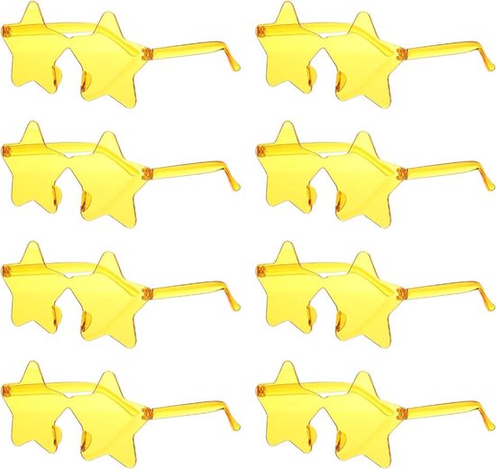 Stervormige zonnebril, voor strandfeest, kleurrijke regenboogzonnebril, vrijgezellenfeest, feestbril voor dames en heren, transparant, grappig afstuderen, donkergeel, Donker Geel