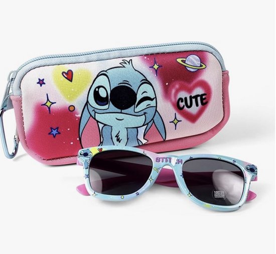 Stitch zonnebril met etui voor kinderen – Zonnebril met Stitch-etui voor jongens en meisjes voor de zomer en dagelijkse uitstapjes