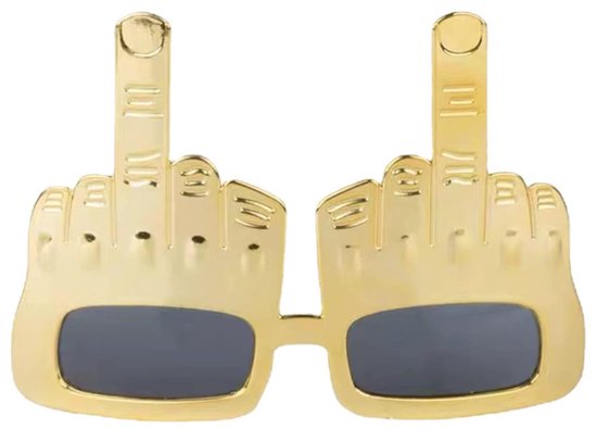 Store_7 - Party Zonnebril - Grappige Decoratie - Gouden - Modieuze Zonnebril - Geschikt voor Feesten - Staande Middelvinger van Merkloos