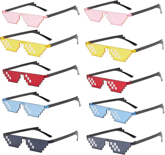 Store_8 - Pixel Zonnebril - Thug Life - Cool Design - Geschikt voor Kinderen en Volwassenen - Zwart en Goud - Grappige Zonnebril - Festival Zonnebr... van Merkloos
