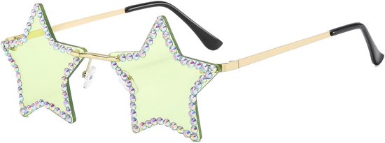 Strass Zonnebril, Randloos Stervormig, Funky Bling Diamant Stijl, Mode Zomer Strand Feest Festival voor Vrouwen Mannen Tieners