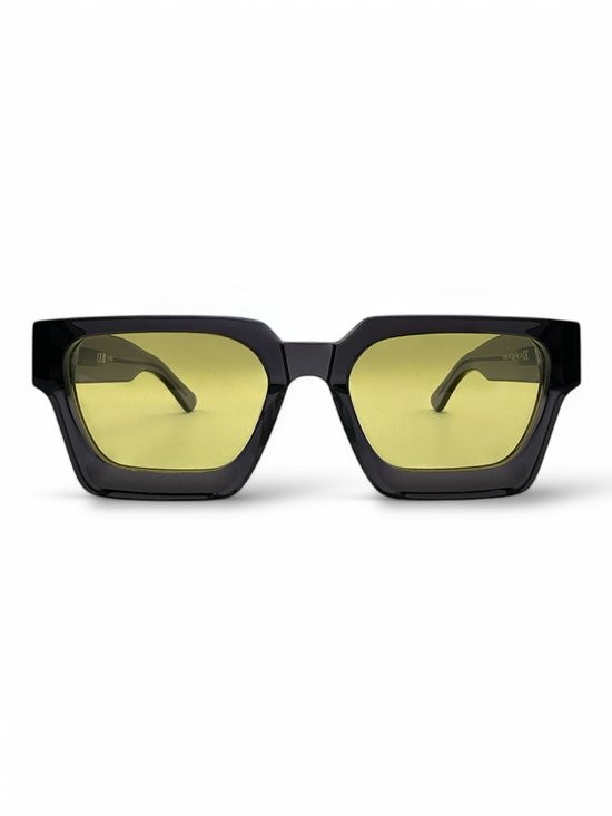 The Brand Remarkable - RAZE - Yellow Grey Zonnebril Unisex - Geel/Grijs - Vierkant - UV400 - Acetaat - Cat. 2 van The Brand Remarkable