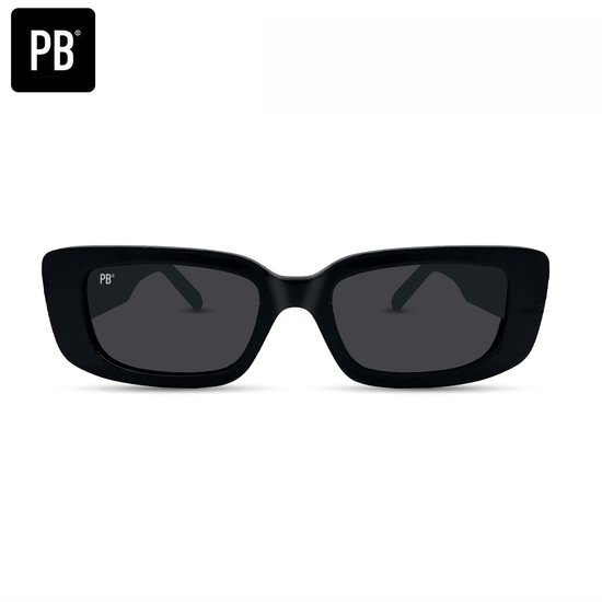 Tijdelijk: 1+1 Gratis Actie | PB Sunglasses - Cody Black. - Zonnebril heren en dames - Gepolariseerd - Stevig 100% acetaat frame - Zwart - Rechthoekige zonnebril van T