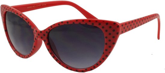 TM Clear Black Lens Klassieke Zonnebril - Stijl Unisex Shades UV400 Beschermende Heren Dames (Cat Eye - Rode Zwart-Dots)