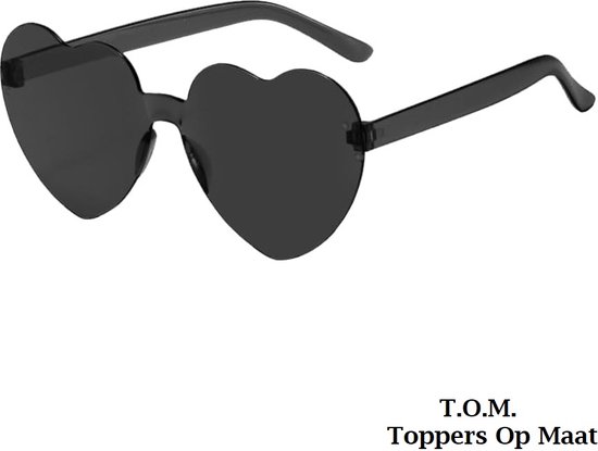 T.O.M.- Bril Hart -Zwart- Hartjes bril- Carnaval bril- Festival bril- Zonnebril- Foute Party bril- Grappige bril van T.O.M.