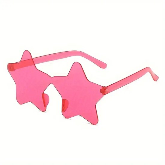 T.O.M.- Zonnebril Ster- Fucsia Roze- Sterren bril- Fucsia-Carnaval bril- Festival bril- Zonnebril Love- Foute Party bril- Grappige bril