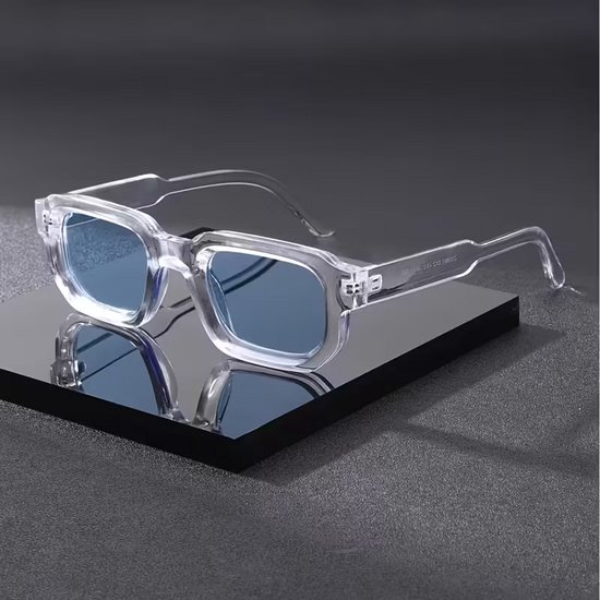 Transparant Zonnebril blauwe glazen - Strak & Trendy Design - Comfortabel - Breed Frame