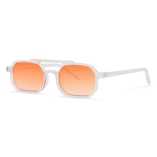 Transparante festival zonnebril - Met oranje glazen en uv400 bescherming