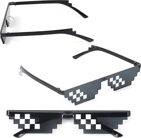 Trendfield Thug Life Zonnebril - Deal With It - 8 Bit Bril - 6 Pixels - UV400 - Zwart