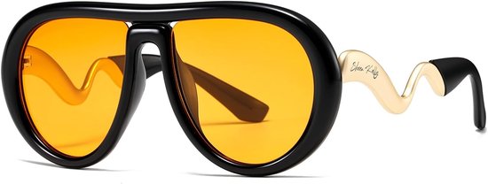 Trendy gepolariseerde pilotenzonnebril voor dames heren retro ovale platte frame gebogen metalen designerbrillen