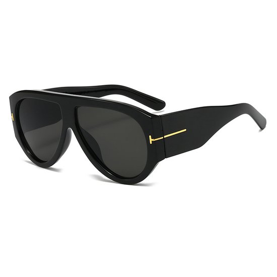 Trendy Oversized Pilot Zonnebril - Vierkant Dik Montuur - Grote Zonnebril voor Dames & Heren - UV400 Bescherming van Merkloos