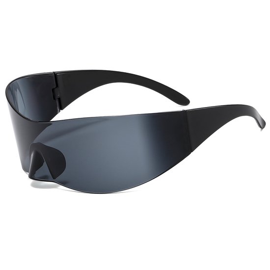 Trendy oversized punk zonnebril uit één stuk, randloos, hiphopstijl, herenzonnebril, outdoor sportbril, UV400 van Merkloos