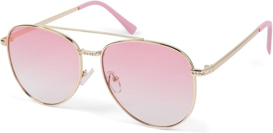 Trendy Piloten Zonnebril Dames met Strass Details en UV400 Bescherming van Merkloos