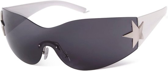 Trendy Y2K Wrap Zonnebril met Sterrenrand UV400 Bescherming Unisex