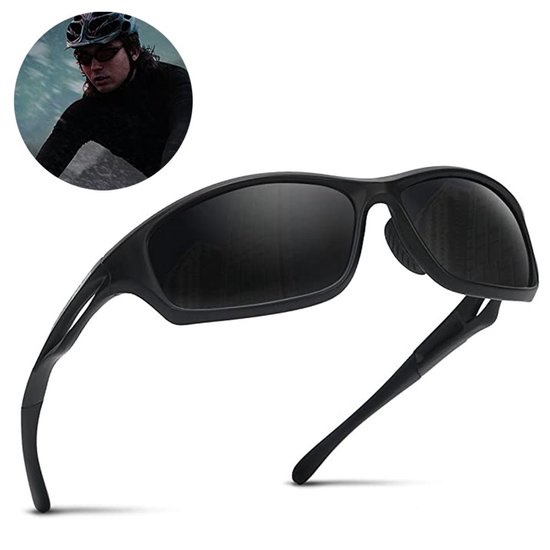 TuseRxln Polarized Zonnebril - Sport - UV400 Bescherming - 1 Stuk - Voor Fietsen Lopen Vissen - Zwart van Merkloos
