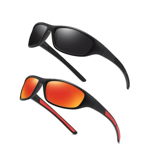 Twee paar gepolariseerde zonnebrillen voor dames en heren, geschikt voor fietsen en vissen, met UV400-bescherming. van Merkloos