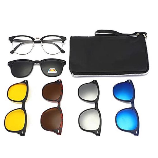 Unisex Brillenframe met Magnetische Clip en Gepolariseerde Zonnebril