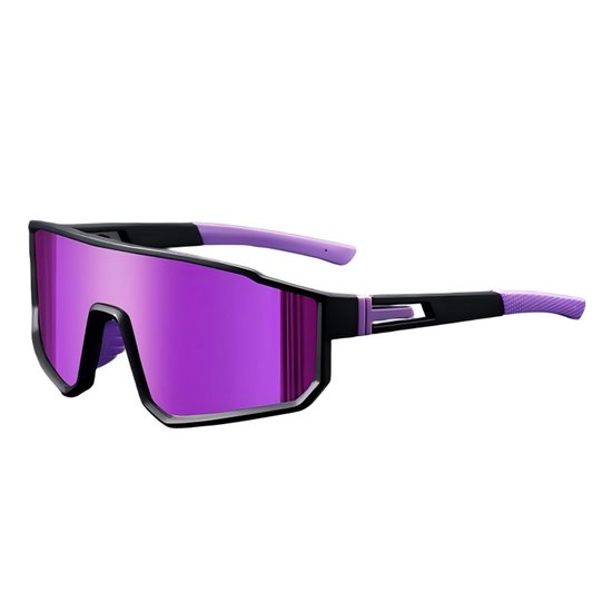 Unisex Fietsbril — Gepolariseerde Sportzonnebril — UV400-bescherming — High-Definition & Antislip — Geschikt voor mountainbiken, hardlopen, fietsen en andere sporten — Paars