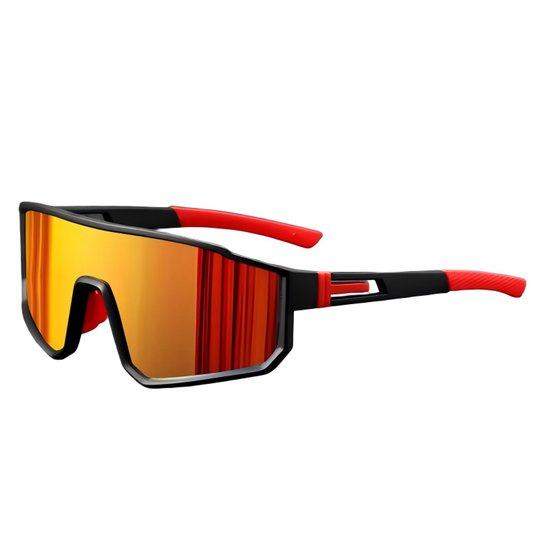 Unisex Fietsbril — Gepolariseerde Sportzonnebril — UV400-bescherming — High-Definition & Antislip — Geschikt voor mountainbiken, hardlopen, fietsen en andere sporten — rood