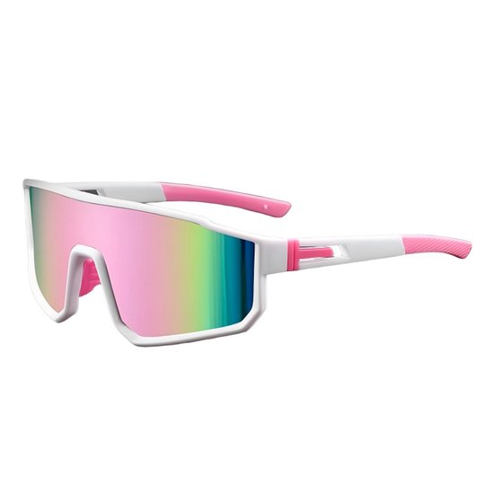 Unisex Fietsbril — Gepolariseerde Sportzonnebril — UV400-bescherming — High-Definition & Antislip — Geschikt voor mountainbiken, hardlopen, fietsen en andere sporten — roze van Merkloos