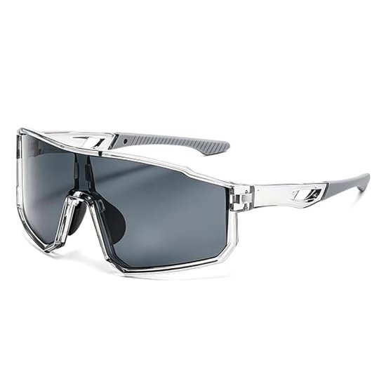 Unisex fietszonnebril, UV400 meekleurende gepolariseerde veiligheidsbril, sportzonnebril (transparant grijs).