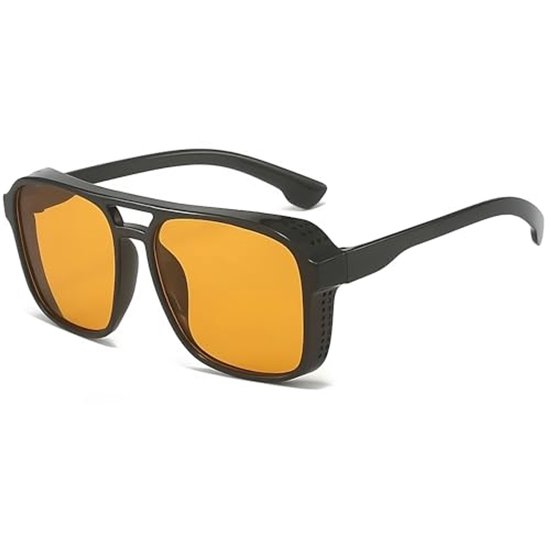 Unisex Oranje Zonnebril - 100% UV400 Bescherming - Gele Glazen van Merkloos