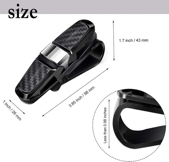 Universele Brilhouder voor Auto Zonneklep - 4 Stuks Zonnebril Clips met Kaartfunctie van universele