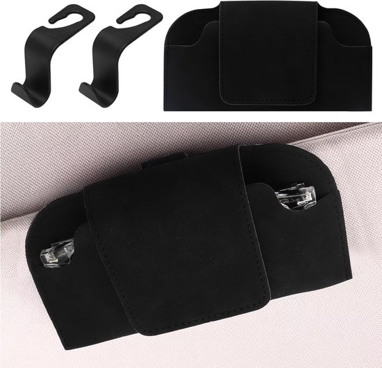 Universele Zonnebrilhouder voor Autovizier met Clips en Haken - Interieur Accessoire van Merkloos