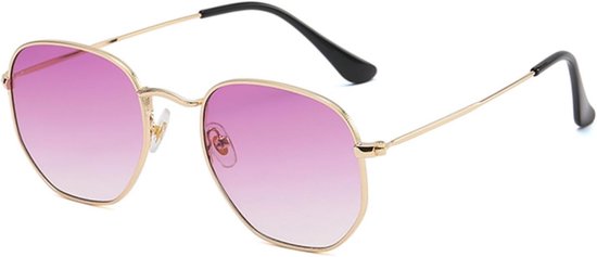 veelhoekige zonnebril voor dames en heren, licht metalen frame, UV400-bescherming