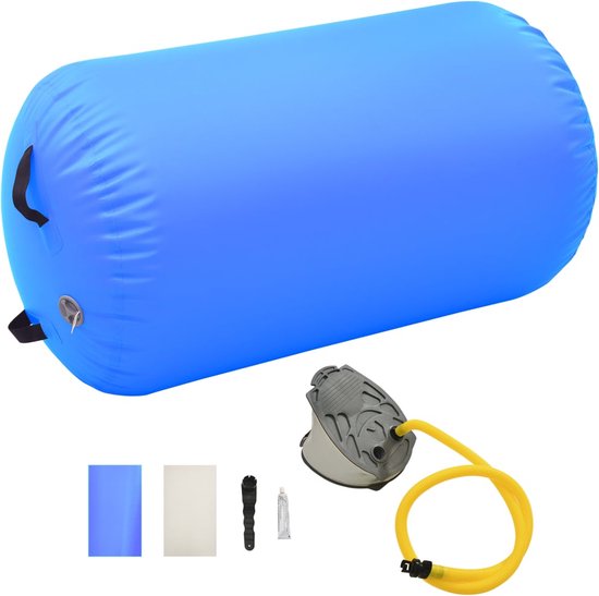 vidaXL - Gymnastiekrol - met - pomp - opblaasbaar - 100x60 - cm - PVC - blauw van vidaXL