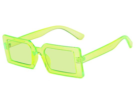 Vierkante Dames Zonnebril Vintage - Fluo Groen - Groene Glazen van VIER