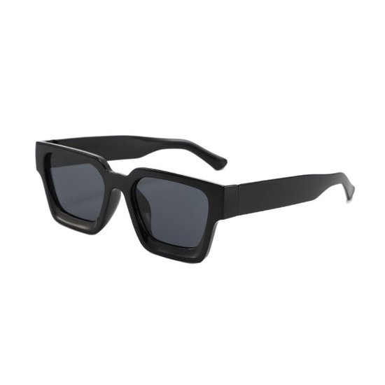 Vierkante zonnebril met dik montuur - Zonnebril - Geschikt voor gebruik onderweg - Unisex - PC-materiaal - Zwart van Merkloos