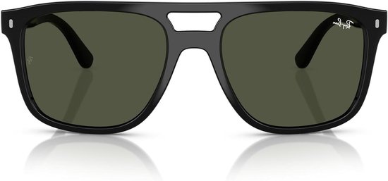 Vierkante Zonnebril - Pilot Stijl - Zonnige Dagen - Dubbele Brug - 58 mm - Zwart Groen