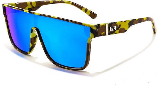 Vierkante zonnebril unisex met UV400 bescherming en gespiegelde glazen van Merkloos