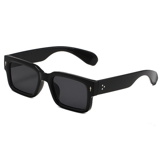 Vierkante zonnebrillen voor dames en heren, stijlvolle, dikke, rechthoekige zonnebrillen met zwarte glazen en UV400-bescherming (zwart). van Merkloos