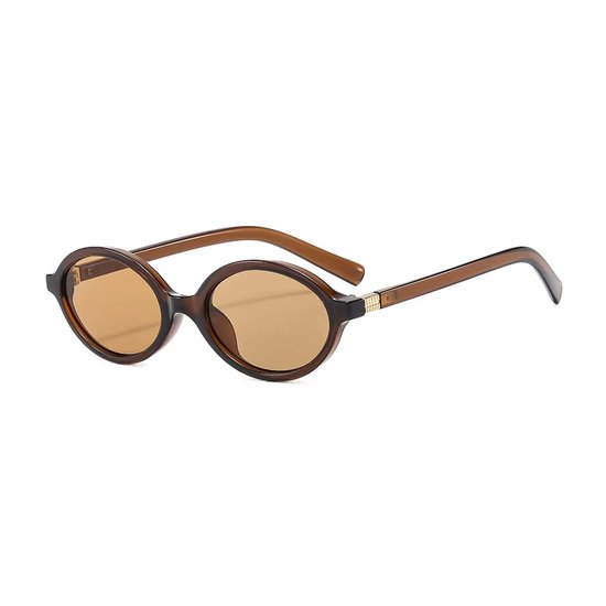 Vintage Oval Zonnebril - Bruin - Kunststof - Fashion Favorite van Merkloos