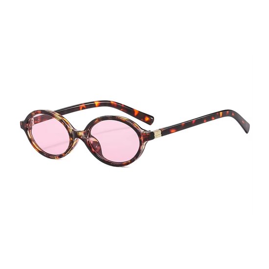 Vintage Oval Zonnebril - Roze/Tortoise - Kunststof - Fashion Favorite van Merkloos
