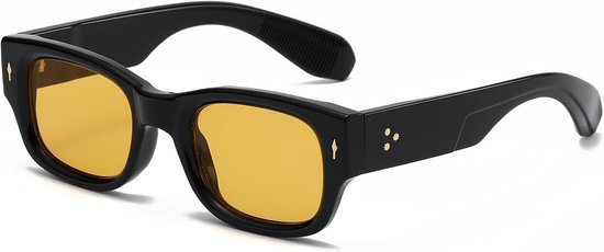 Vintage rechthoekige vierkante zonnebril voor vrouwen mannen retro trendy rechthoekige dikke rave getinte zonnebril UV400 bescherming