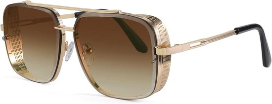 Vintage Retro 70s en 80s Vierk. Zonnebril Piloot Heren/Dames B2894 | UV400 Bescherming, Metalen Montuur