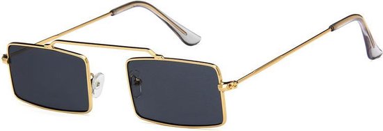 Vintage Retro Zonnebril Vierkant Goud Zwart van Vintage