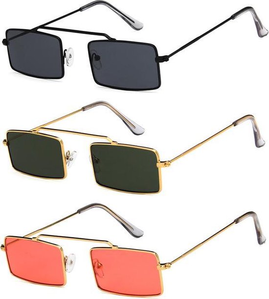 Vintage Retro Zonnebrillen Vierkant - 3 stuks van Vintage